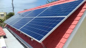 Residential solar panel installation with an in Long Bay Development, St. Philip, Barbados